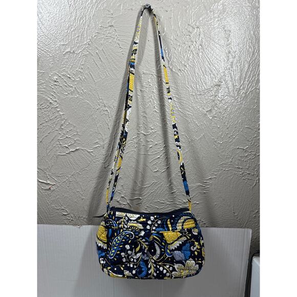Vera Bradley Ellie Blue Purse Tote Handbag Blue Yellow & Wallet Wristlet Set - Picture 1 of 6